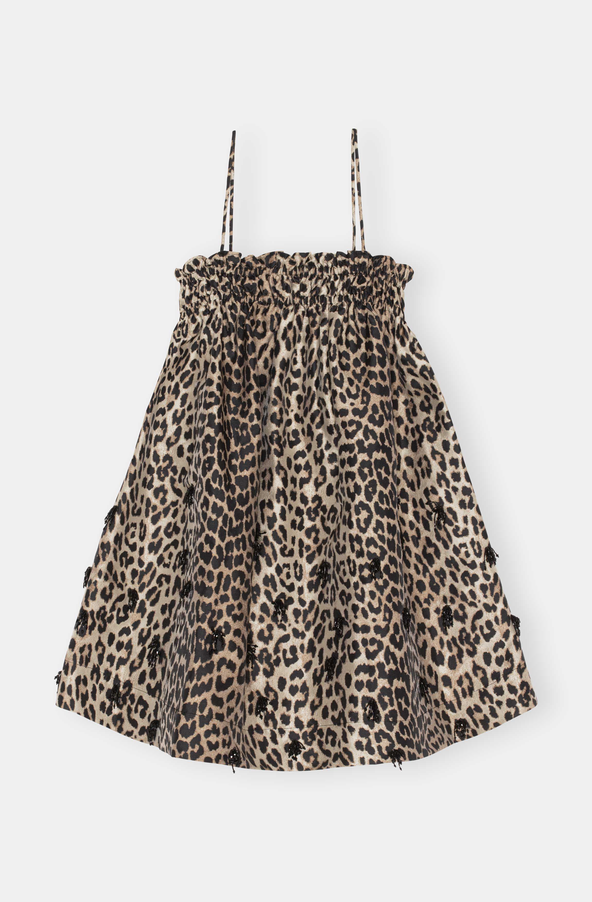 Leopard Embellished Babydoll Mini Dress ...